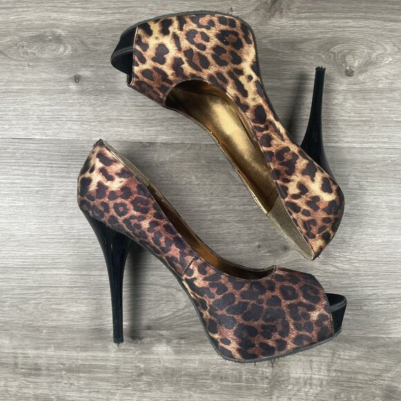 Steve Madden Womens Peep Toe Leopard Print High Heels Shoes Size 10M P-LIMAA - Picture 2 of 16